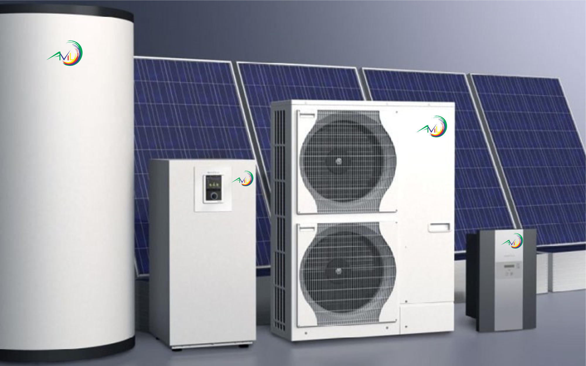 thiết bị heat pump kết hợp năng lượng mặt trời